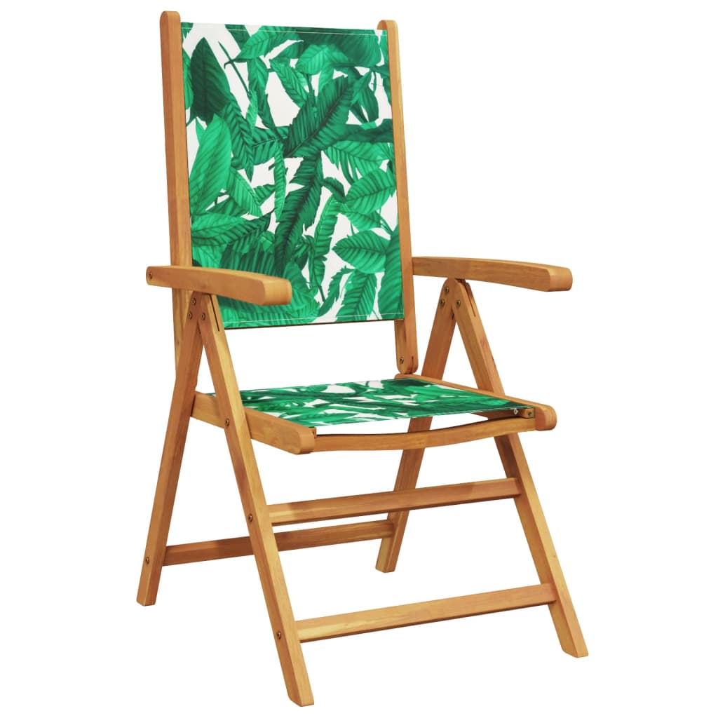 Reclining Garden Chairs 8 pcs Green Fabric and Solid Wood